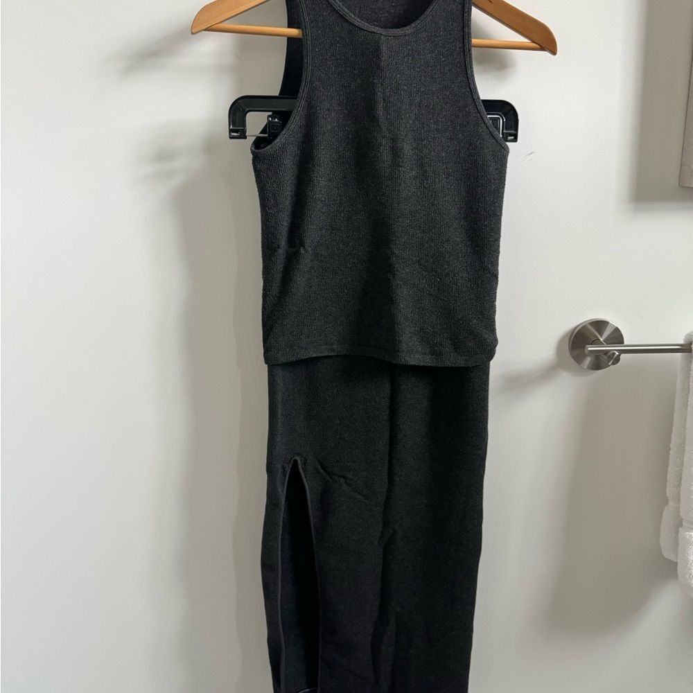 Fabletics Charcoal Sleeveless Midi skirt with tank top
